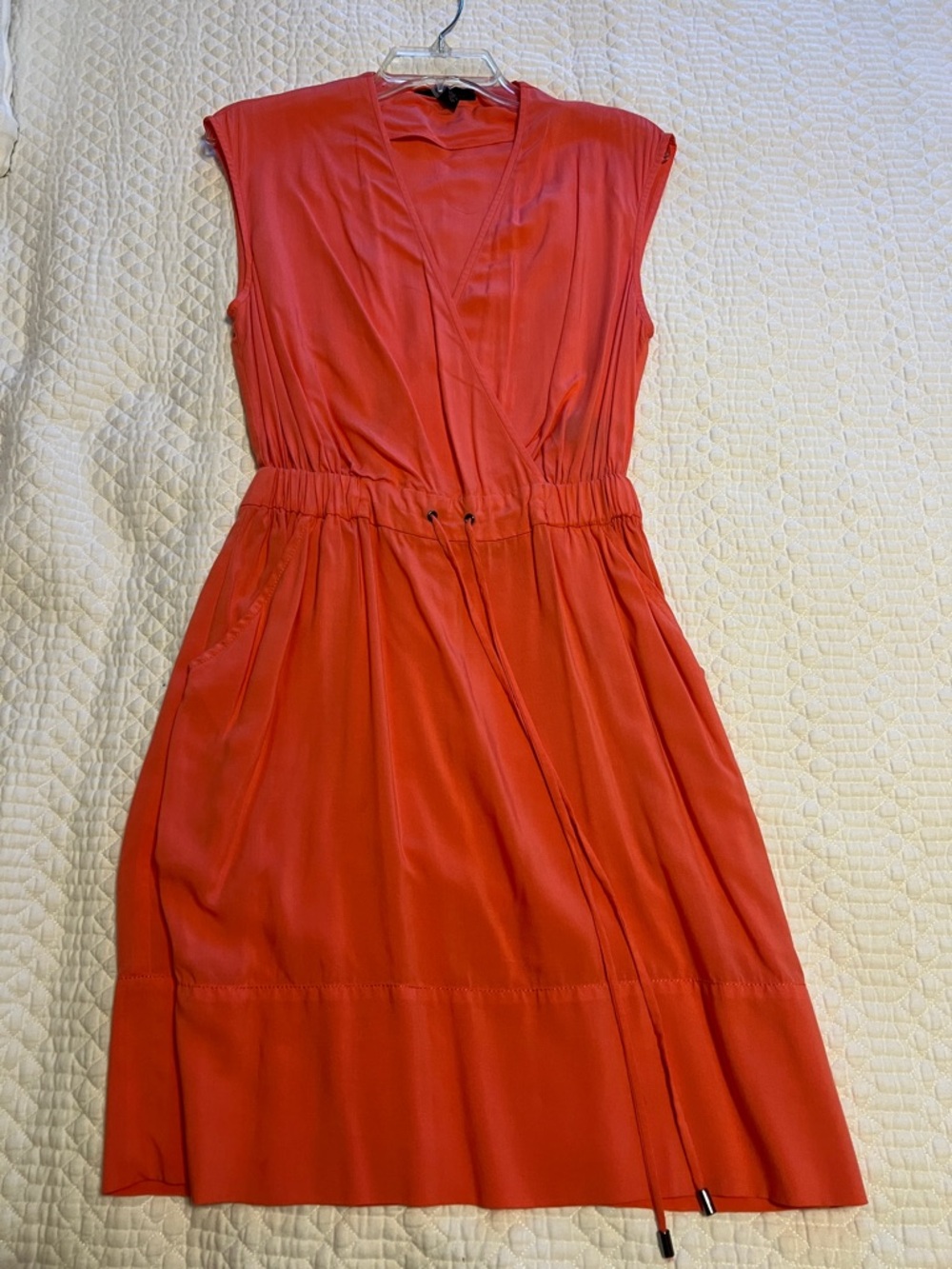 Kenneth Cole Coral Pink Sleeveless Drawstring Waist Dress - Women